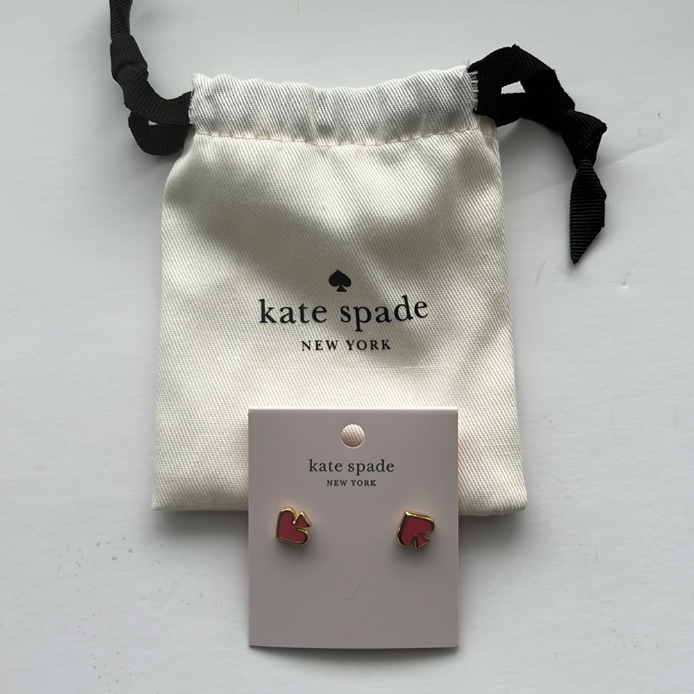 Kate Spade Enamel Stud Spade Earrings Coral